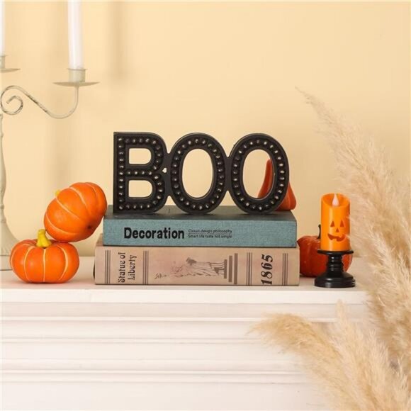 Halloween Boo Sign, Boo Letter Halloween Decorations For Home, Wooden Boo Sign - Picture 2 of 7